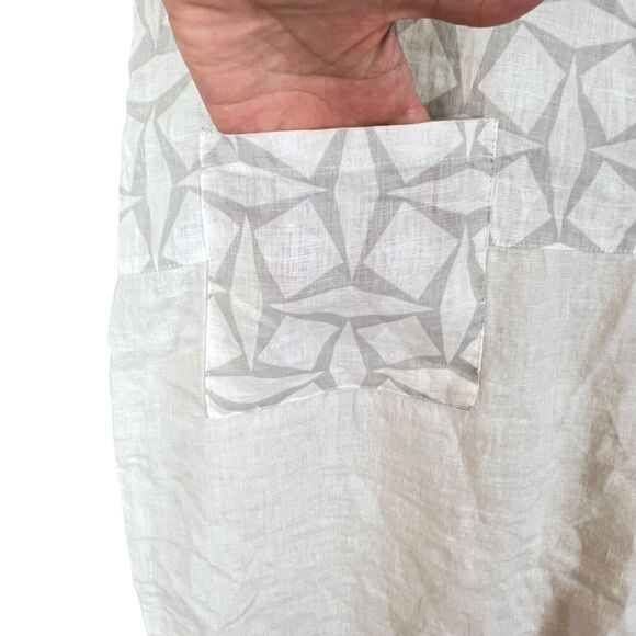 Club Voltaire Linen Linen Midi Dress Laganlook Loose Fit S/S Pockets Sz L Italy - Picture 3 of 15